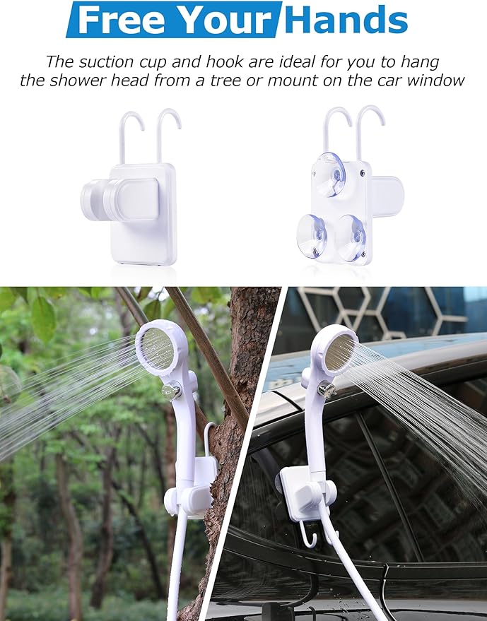 innhom Portable Shower Camping Shower Outdoor Camp Shower Pump Electric Rechargeable Portable Camping Shower Powered by Rechargeable Battery