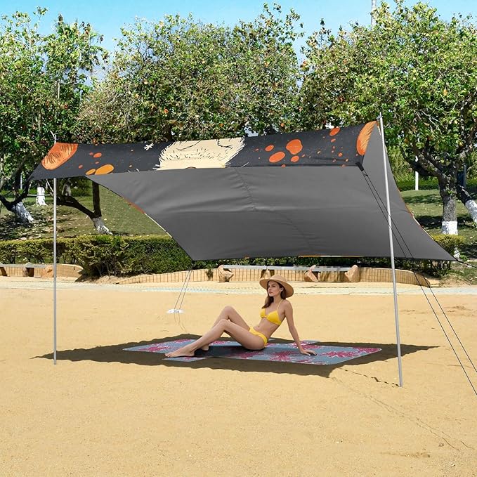 ALAZA Corgi Paw Heart Pattern Beach Tent Sun Shelter Portable Canopy Sunshade for Outdoor Camping Picnics Backyard Fun 10x9 ft