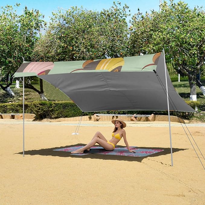 Cute Dachshunds Beach Tent Sun Shelter Set UPF50+ UV Protection 10.5 x 9.19 FT Camping Shade Canopy with Sandbags Sand Anchors Carrying Bag and Others