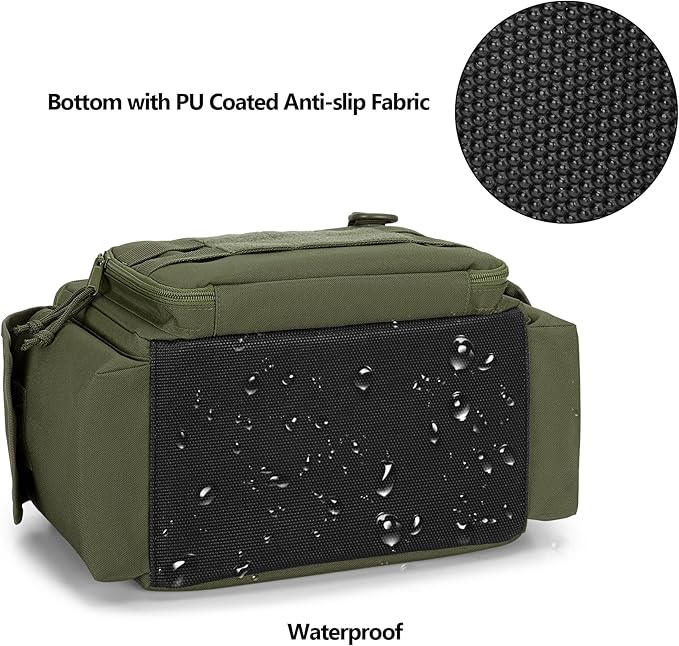 Rexmica Small Tool Bag with Anti-friction and Thick Padded Bottom Tool Storage Organizer for Men Tactical Range Bag Multi-functional Work Bag for Repairman Electrician Carpenters (Green)