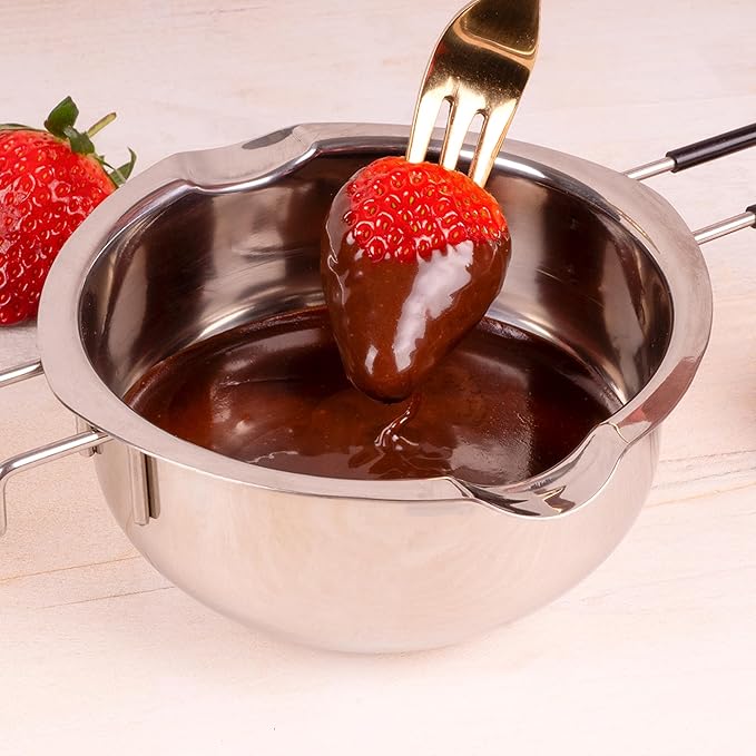 Lurch Stainless steel melting pot ideal for melting chocolate butter cheese and more precise spout with heat-resistant silicone handle dishwasher safe