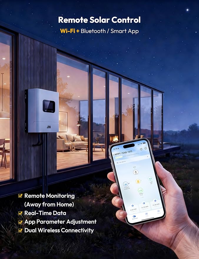 MPPT Solar Charge Controller 60A 12V/24V/36V/48V/60V/72V99.5% Efficiency LiFePO4 AGM Compatible with OLED Display &amp WiFi Remote Monitoring