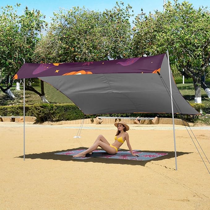 ALAZA Magic Hat Pumpkin Pattern Beach Tent Sun Shelter Portable Canopy Sunshade for Outdoor Camping Picnics Backyard Fun 10x9 ft