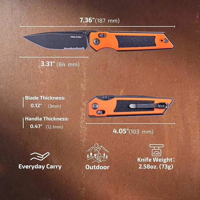 REALSTEEL SACRA Tac Pocket Knife Folding Knife Crossbar Lock 3.31 Böhler K110 Steel Blade Thumb Stud G10/Micarta Handle 2.58oz Deep-carry Pocket Clip EDC Outdoor Indoor Gifts for Men Women C