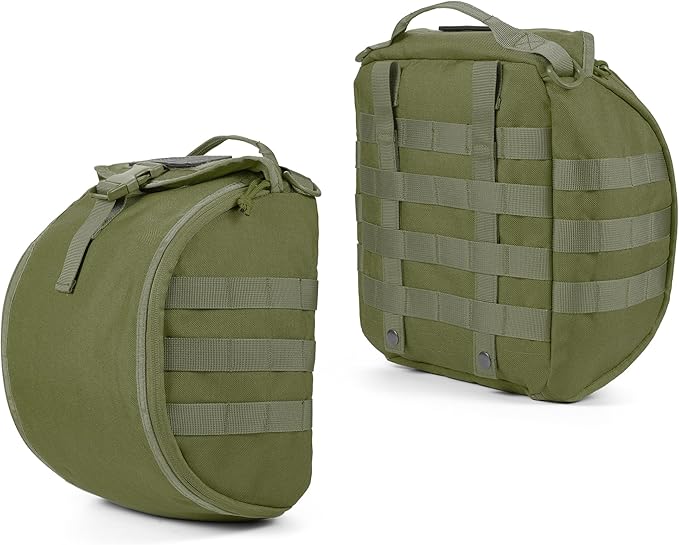 FRTKK Tactical Helmet Bag Pack Military Molle Pouch Multi-Purpose Carrying Storage Bag Include USA Flag Patch and 2 PCS Molle Straps for Sports Hunting Shooting Combat Helmets (Ranger Green)