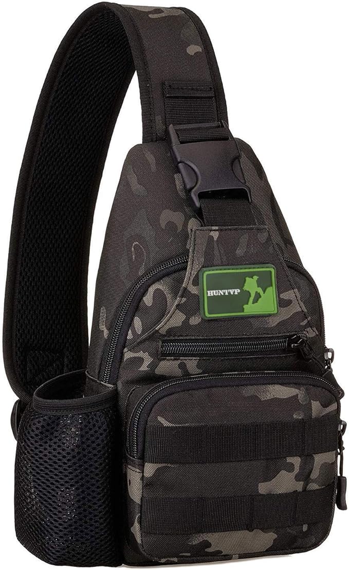 HUNTVP Small Tactical Sling Chest Pack Bag Molle Daypack Backpack Military Crossbody (Type2-Camo)