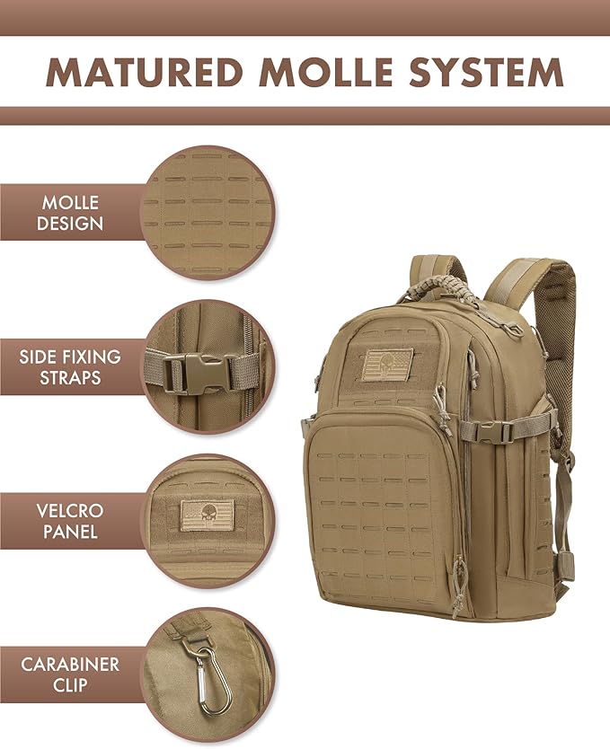 TRAILKICKER Military Tactical Backpack 40L for Men Hiking Molle EDC Daypack Work Backpack with Water Bladder Compartment