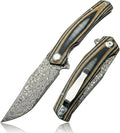 Damascus Steel Folding Pocket Knife 3.74 VG10 Blade for Men and Women Two-Tone G10 Handle EDC Knife with Liner Lock for Outdoor Survival Camping Collection Hunting