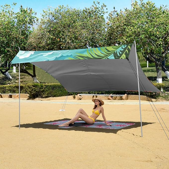 ALAZA Turtle Summer Beach Tent Sun Shelter Portable Canopy Sunshade for Outdoor Camping Picnics Backyard Fun 10x9 ft