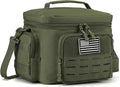 QT&ampQY Tactical Lunch Bag for Mens Military Heavy Duty Lunch Box Work Leakproof Insulated Durable Thermal Cooler Bag for Adult Meal for Office Camping Picnic Pail MOLLE Webbing Army Green