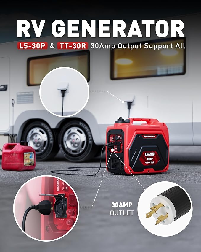 ERAYAK 4500W Portable Inverter Generator for Home Use Super Quiet Small Generator for Camping Outdoor Emergency Power Backup Gas Powered Engine ECO Mode EPA Compliant