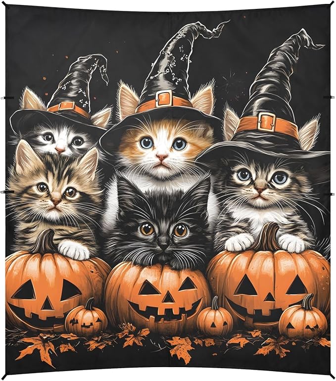 ALAZA Halloween Cats Pumpkin Beach Tent Sun Shelter Portable Canopy Sunshade for Outdoor Camping Picnics Backyard Fun 10x9 ft