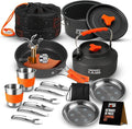 Smokey Camp Camping Cookware Mess Kit Set with Stove - Backpacking Camping Pots and Pans Set All in One Non-Stick Camping Cooking Set Portable Stove Hiking Picnic Outdoor &amp Camping Cookware S