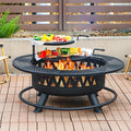 42 Inch Fire Pit with 2 Grills Large Outdoor Firepits for Outside Wood Burning Fireplace for CampingPicnicBonfire 3-in-1 Round Metal Table with Lid for BackyardPatioParty