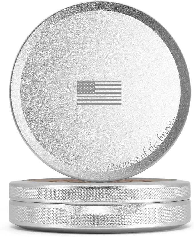 Leather-Faced Metal Pouch Can | Aluminum Container for Pouches with Removable Silicone Divider | Airtight O-Ring Moisture Odor Proof EDC Pocket Tin | Insignia Edition (Silver)