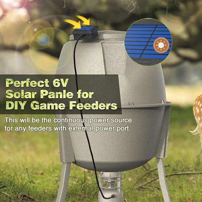 6V Deer Feeder Solar Panel Efficient Solar Panel Charger with 5FT Weatherproof Cable &amp Battery Indicator 6V Compatible with Deer Feeder Timer with Solar Quick Connect Easy to Mount