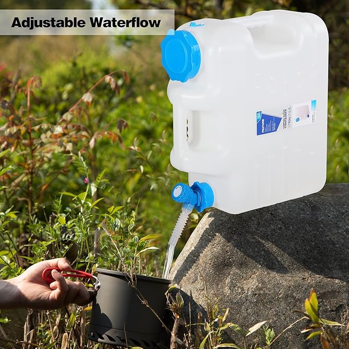 REDCAMP 5 Gallon/18.5L Portable Water Container with Spigot - Camping &amp Emergency Water Storage for Car Hiking Hurricane Supplies 2 Pack