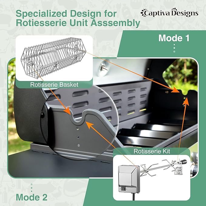 Captiva Designs 6-Burner Propane Gas BBQ Grill with Side Burner &amp Porcelain-Enameled Cast Iron Grate for Outdoor Kitchen &amp Backyard Barbecue 65800 BTU Output665 SQ.IN. Cooking AreaStainles