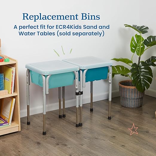 ECR4Kids Square Bin with Lid Storage Containers Turquoise 2-Pack