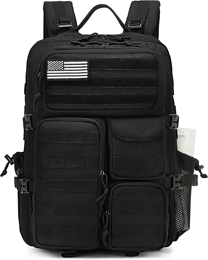Wotony Tactical Backpack - Military waterproof backpack with multiple pockets and tactical gear for the outdoors (Black 45L)