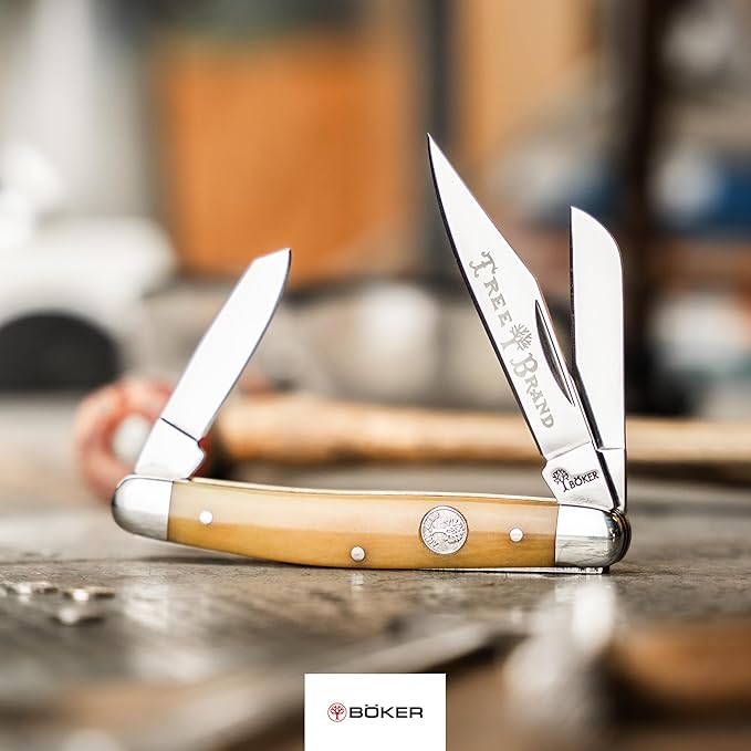 Boker Large Stockman 4 Inch Pocket Knife Smooth Yellow Bone Traditional Series 2.0 Made in Germany