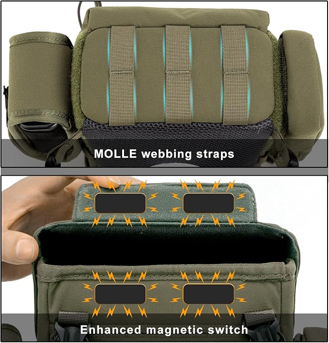 MOXULE Binocular Harness Chest Pack: Bino Case with Rangefinder Pocket for Hunting Birdwatching and Hiking