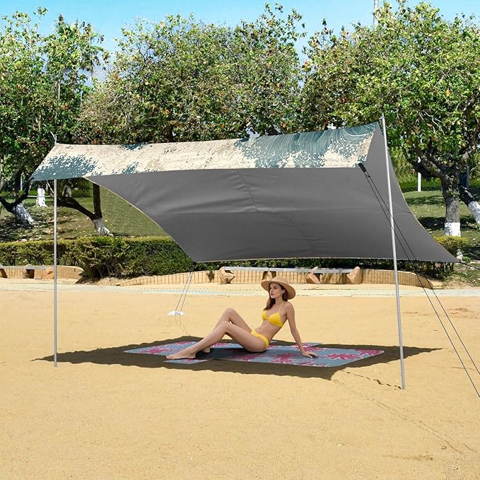 ALAZA Sea Turtle Beach Beach Tent Sun Shelter UPF50+ Protection Beach Shade Canopy w/ 4 Sandbags for Outdoor Camping Fishing Backyard Fun Picnic 10x9 ft