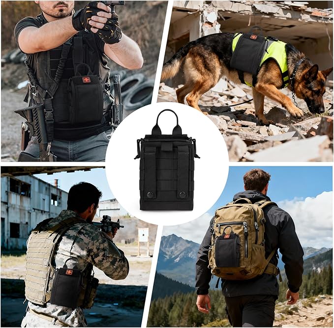 Jueachy Tactical Backpack with Lunch Box for Men: Laptop Compartment Bookbag+Tactical Medical Pouch Molle IFAK: First Aid Pouches Kit Empty