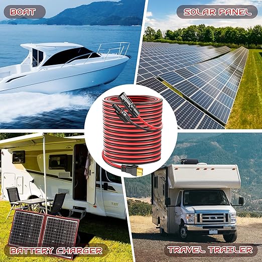 35FT 10AWG XT60 Solar Charging Cable GIBBAB Solar Panel Connector to XT60 Extension Charge Adapter Cable with Caps &amp Wire Ties for LiFePO4 Battery RV Portable Power Station Ecoflow Generator