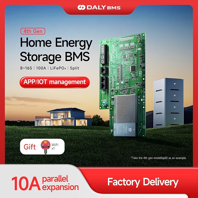 DALY BMS 48V 16S 100A - Smart WiFi BMS with RS485 CAN Remote Monitoring for LiFePO4 Home Energy Storage Solar Inverter System