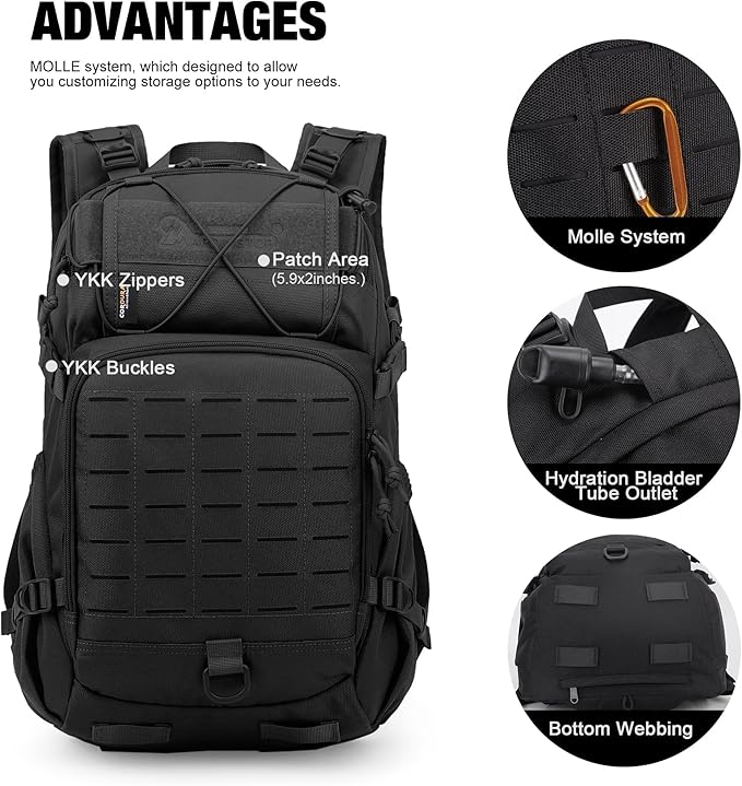 Mardingtop Small Military Tactical Backpack for Men25L Molle Cordura Backpack for HikingCampingRucking