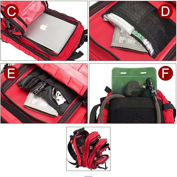 Small Military Tactical Backpack 30L Assault Backpack Tactical Bag for OutdoorHiking Camping Travel (RED)