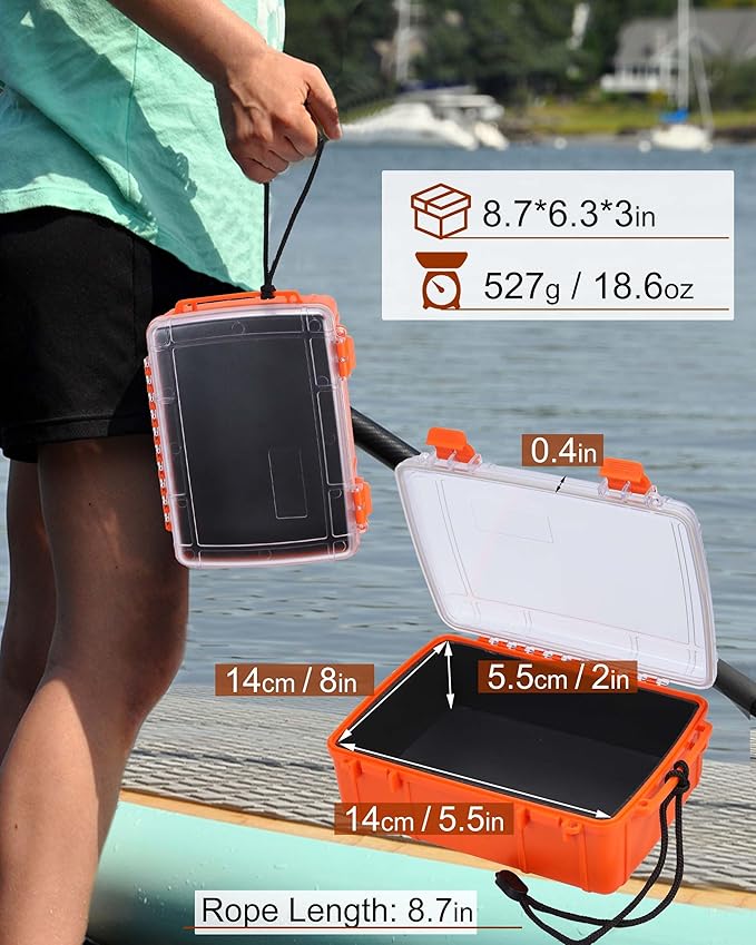 Dry Box for Boat Floating Waterproof Containers for Kayaking &amp Boating - Crushproof Waterproof Storage Case for Phones Drybox with Rope &amp Steel Hinges