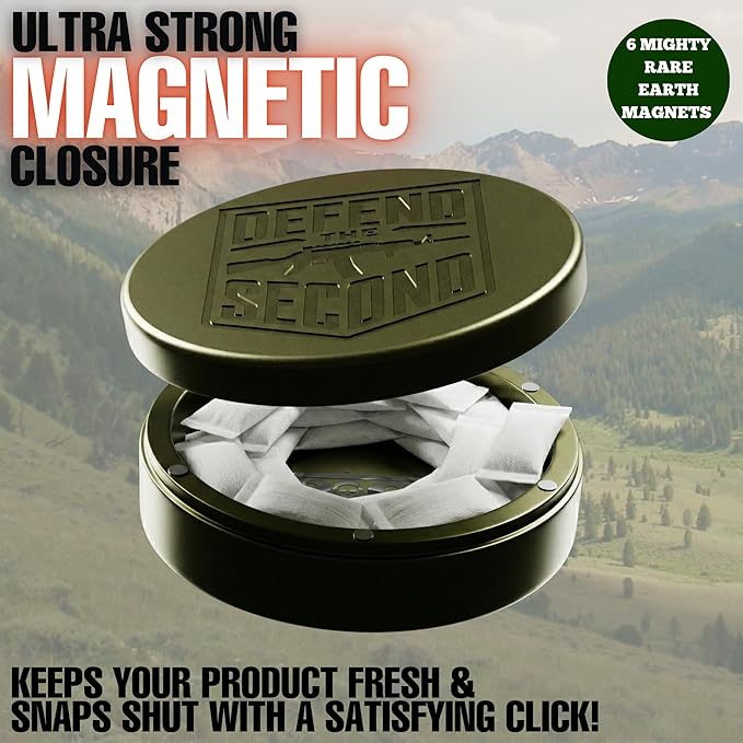 ZPACK Zyn Metal Can | Metal Pouch Can | Premium Aircraft-Grade Aluminum Container with Magnetic Closure | Slim EDC Pocket Tin | Carved Engraved Design | Gift for Him (Forest Green)