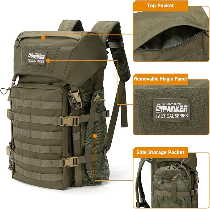 EXCELLENT ELITE SPANKER 40L Camping Hiking Backpack for Men and Women Tactical Military Backpack Large Rucksack for Outdoor Activities Travel Backpacking(RGN)