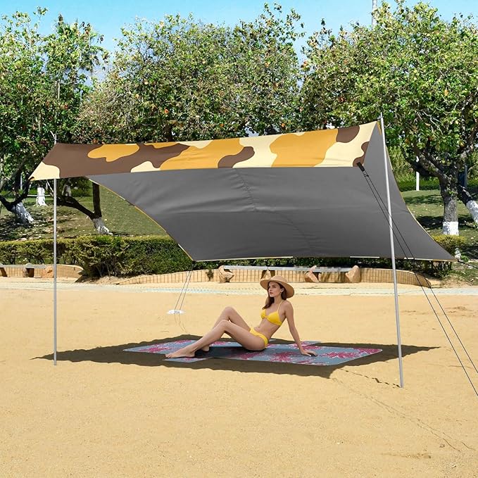 ALAZA Yellow Brown Cow Pattern Beach Tent Sun Shelter Portable Canopy Sunshade for Outdoor Camping Picnics Backyard Fun 10x9 ft
