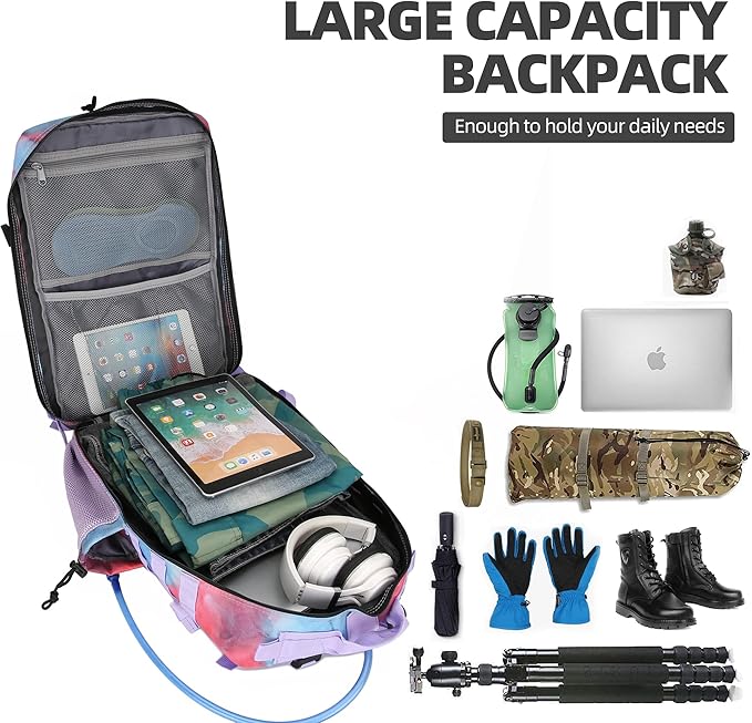 45L Tactical Assault Backpack 3 day assault pack with Molle Waterproof backpack Rucksack for Tactical Backpacks (Nebula Camo)