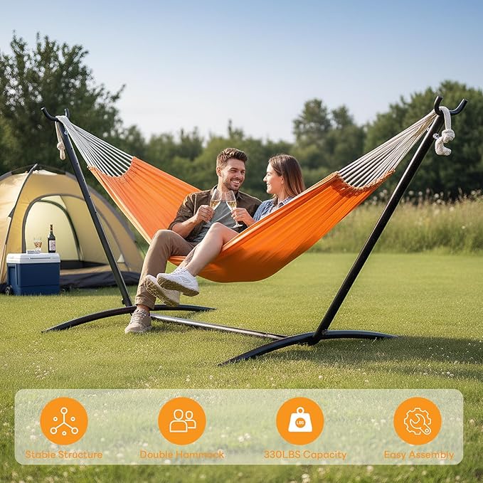 NEWBULIG Hammock Stand Only Heavy Duty Hammock Stands for Double 2 Person for Outside for Garden Backyard Patio Pool Beach with Carrying Case