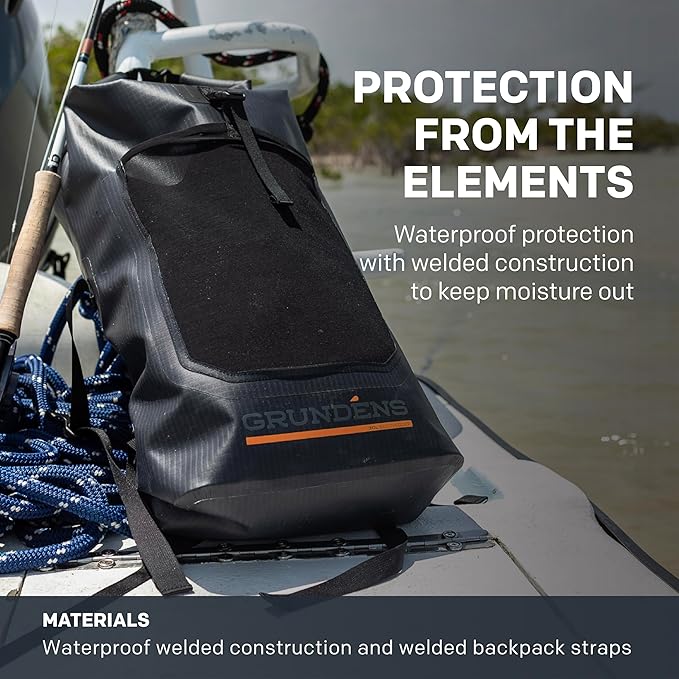 Grundéns Bootlegger Roll Top Backpack | Waterproof 30L Red Orange