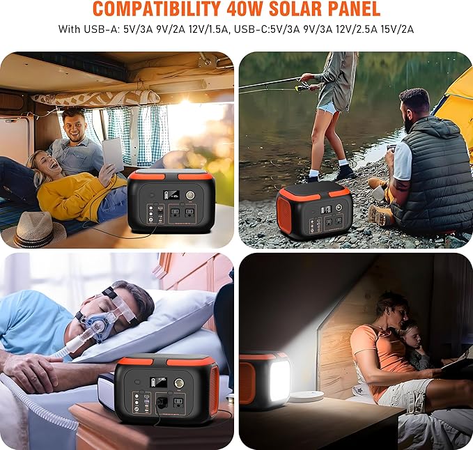 SinKeu Portable Power Station 600W 296Wh/80000mAh Backup Lithium Battery Pack Bank 110V Pure Sine Wave AC Outlet Solar Generator for Camping Emergency RV Outdoor Hurricane Supplies