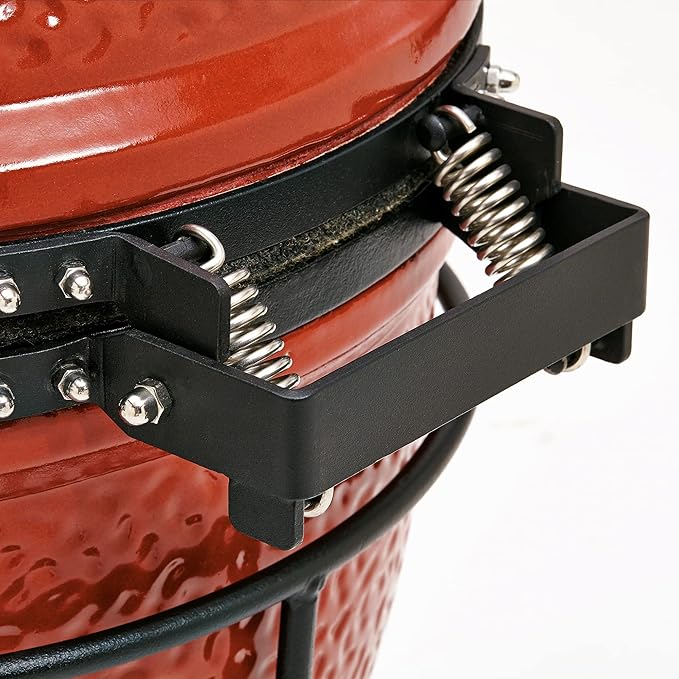 Kamado Joe Joe Jr 13.5-inch Portable Ceramic Charcoal Grill with Grill Stand Stainless Steel Cooking Grate Heat Deflectors and Ash Tool in Red Model KJ13RH