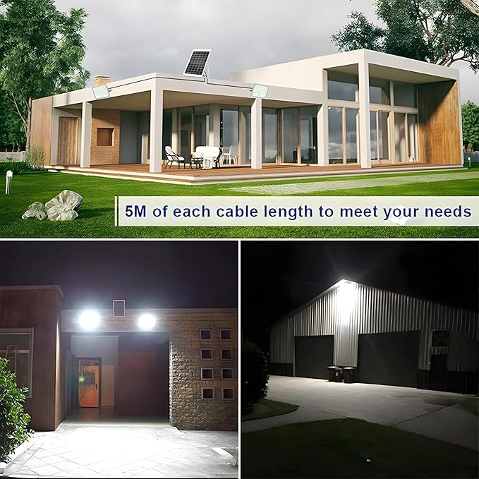 100W to 600W Pure White High Bright Solar Power Flood Light Outdoor Remote IP67 Waterproof Auto On/Off Wide Range Dusk to Dawn for Yard Gazebo Shed Barn Porch Patio Garage Garden (100W)