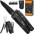 RoverTac 18-in-1 Multitool Pocket Knife with Pliers Saw Corkscrew &amp Detachable Scissors Multi Tool with Safety Lock 9 Screwdriver Bits Camping Gear Gifts for Men