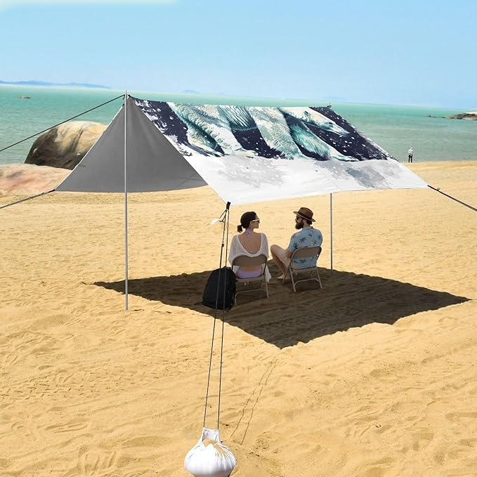 ALAZA Snow Winter Forest Polar Bear Beach Tent Sun Shelter Portable Canopy Sunshade for Outdoor Camping Picnics Backyard Fun 10x9 ft