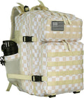 Lovelinks21 45L Tactical Assault Backpack 3 day assault pack with Molle Waterproof backpack Rucksack for Tactical Backpacks (Beige Plaid)