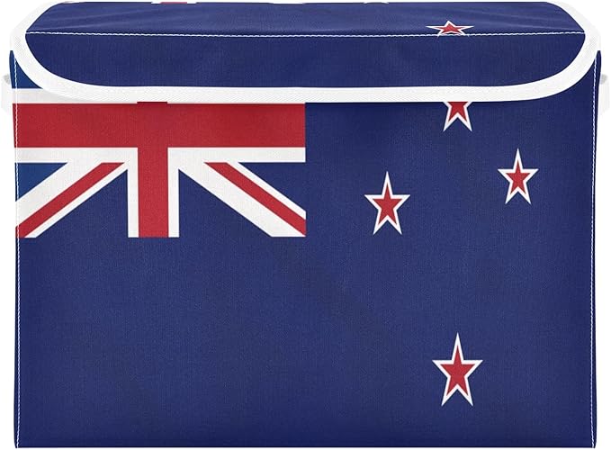 New Zealand Flag Zealander Kiwi National Blue Storage Bins with Lid Foldable Clothes Organizer Storage for Clothes for