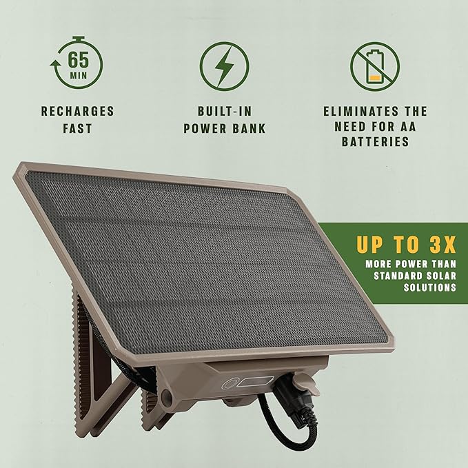 Moultrie - Solar Panel Power Pack - 3.4W - Gen 2 Solar Panel with Battery for Trail Cameras - 7.2v 3350mAh