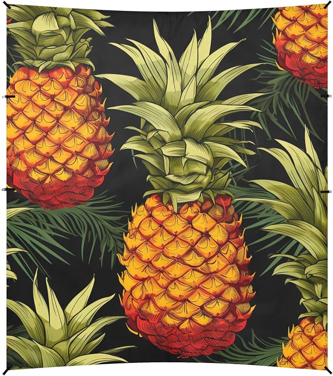 ALAZA Pineapples on Dark Beach Tent Sun Shelter Portable Canopy Sunshade for Outdoor Camping Picnics Backyard Fun 10x9 ft