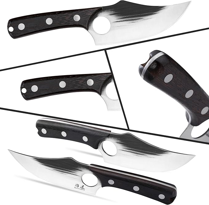 SHANGDAO Boning Knives 6 ″ Viking Boning Knife for Meat Cutting High-carbon steel Chopper Knife Forged Blade &amp Wood Handle Hand Forged Full Tang Knife