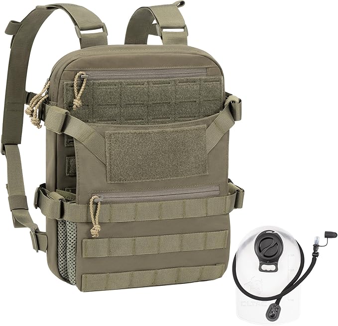 ABP Tactical MOLLE Hydration Backpack Military Assault Vest Back Panel Pack for Men Training Hiking Airsoft with 2.5L Bladder